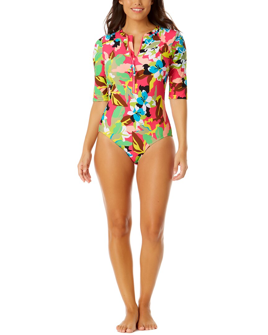 ANNE COLE ANNE COLE HALF SLEEVE FRONT ZIP ONE-PIECE