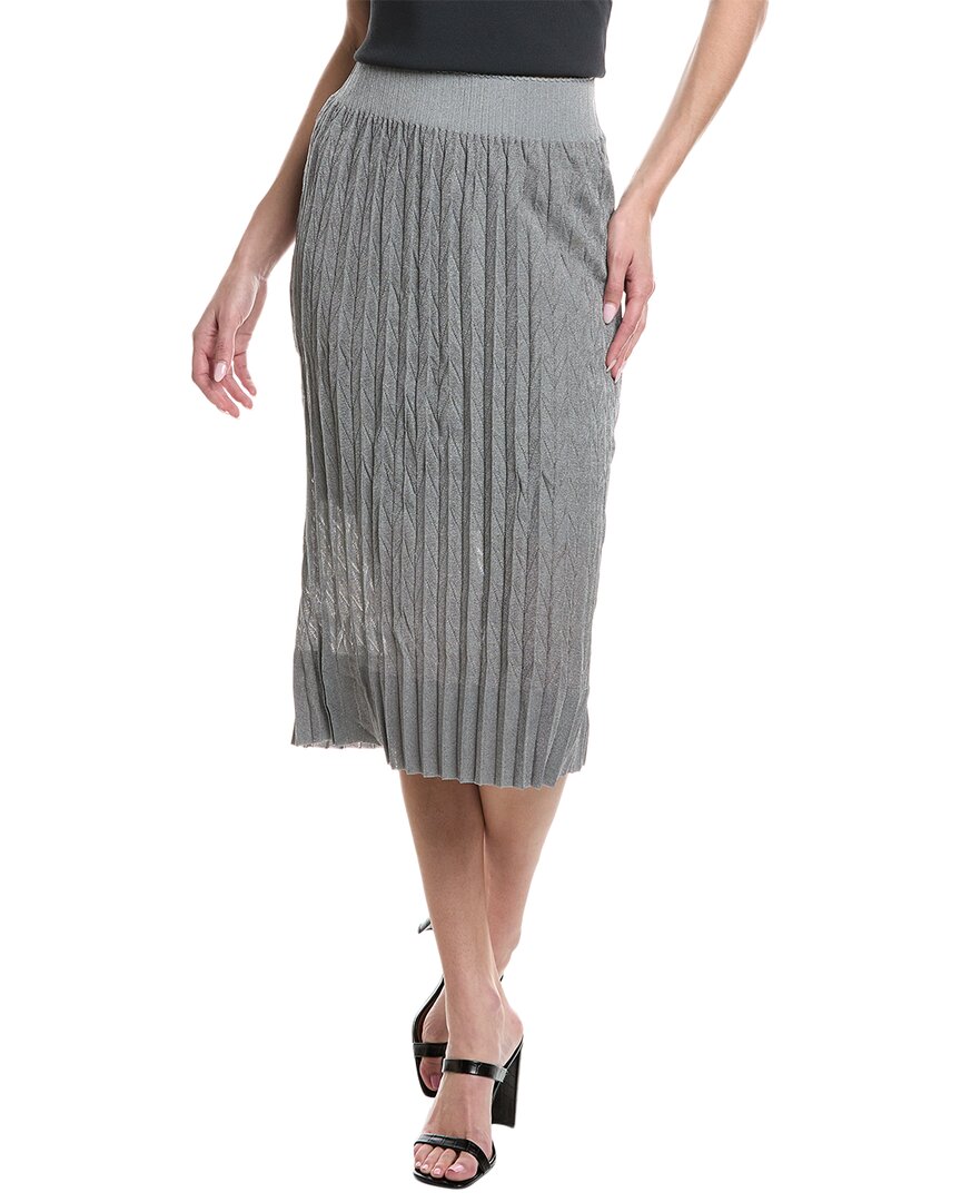 Pre-owned Lafayette 148 York Origami Pleated Skirt Women's In Silver