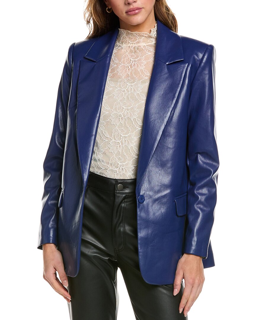 Alice And Olivia Alice + Olivia Denny Faux Leather Blazer In Blue