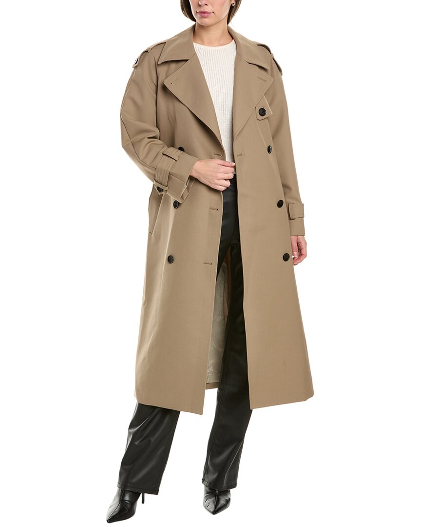 Reiss Daria Wool-blend Trench Coat In Brown