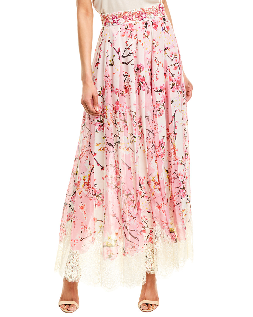 Image of Rococo Sand Claret Silk Chiffon Maxi Skirt