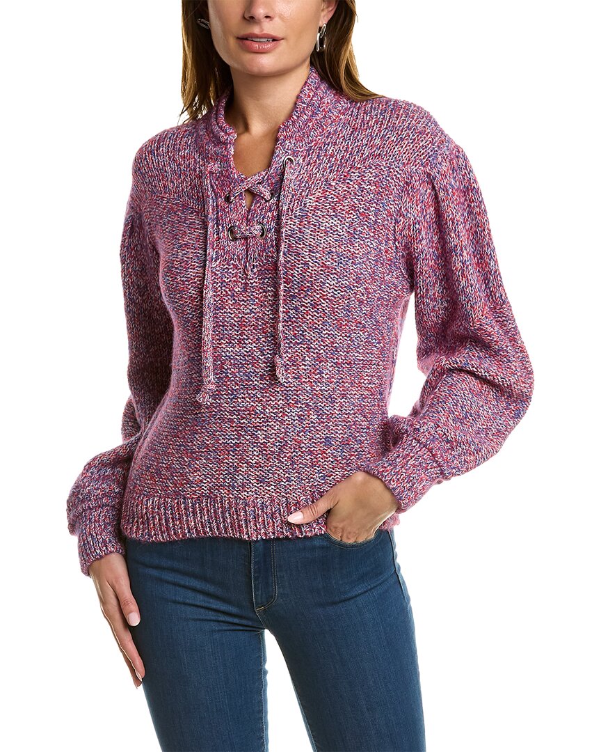 Shop Ba&sh Lace-up Wool-blend Sweater In Purple