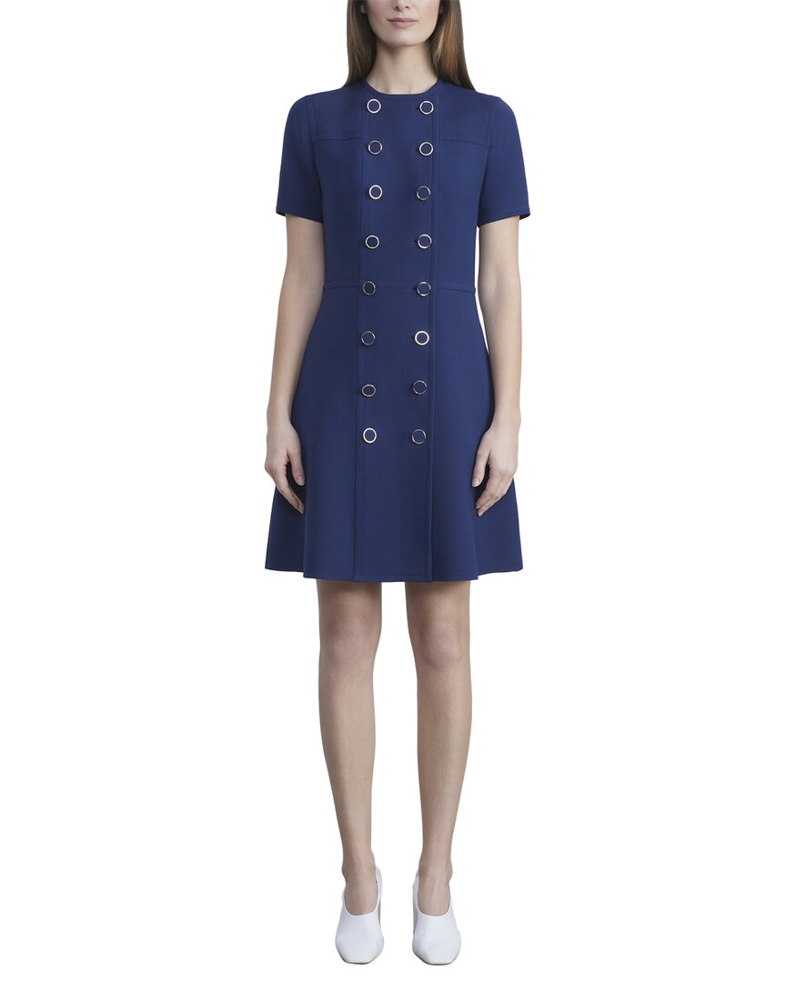 Shop Lafayette 148 New York Double Breasted Wool & Silk-blend Mini Dress