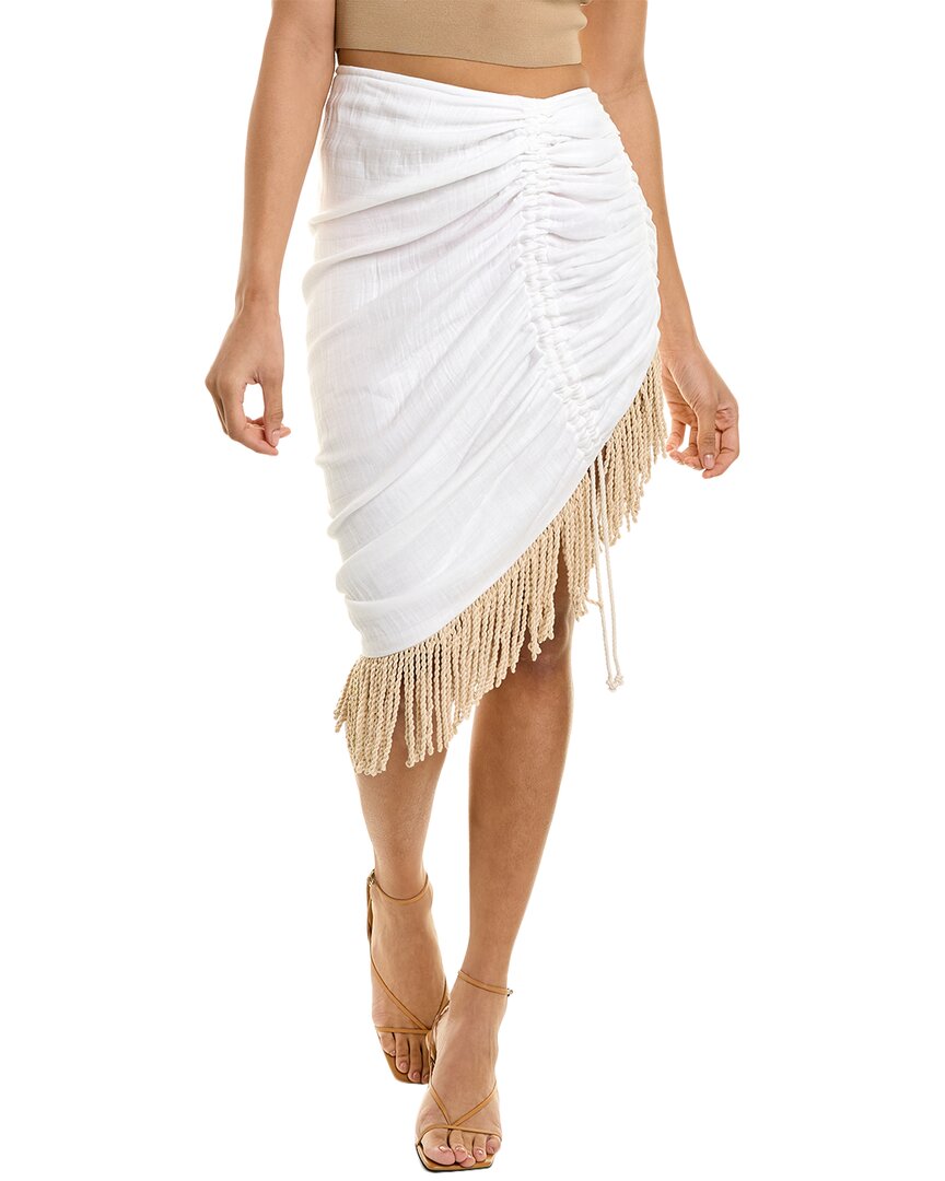 Just Bee Queen Mallorca Fringed Skirt In White | ModeSens