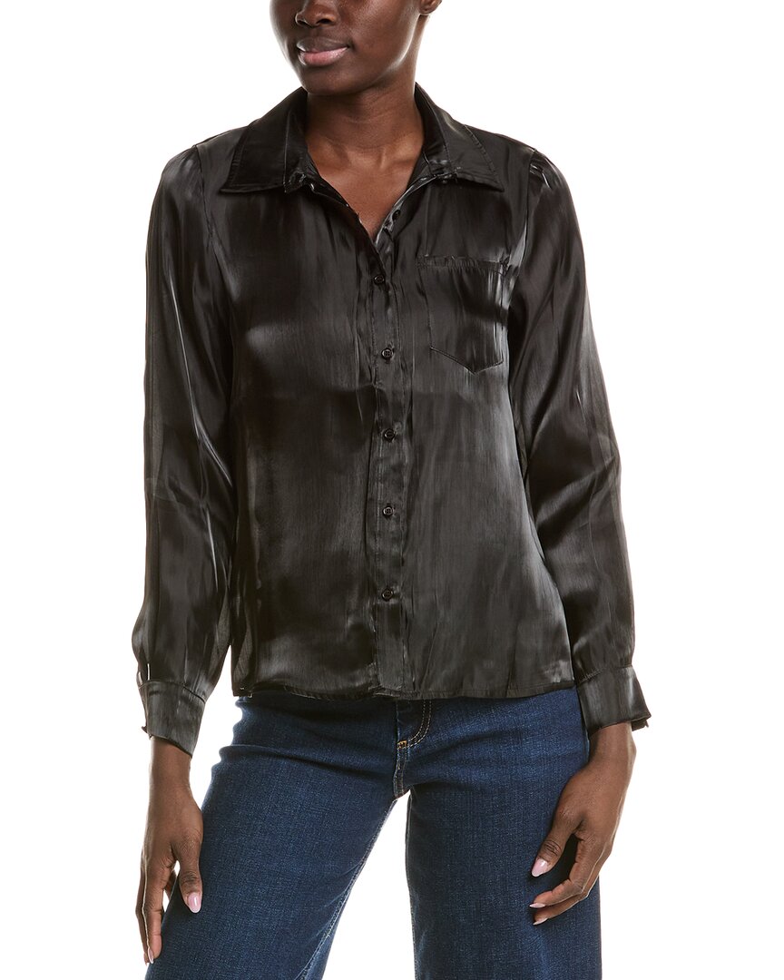 Isla Ciel Button Front Blouse In Black