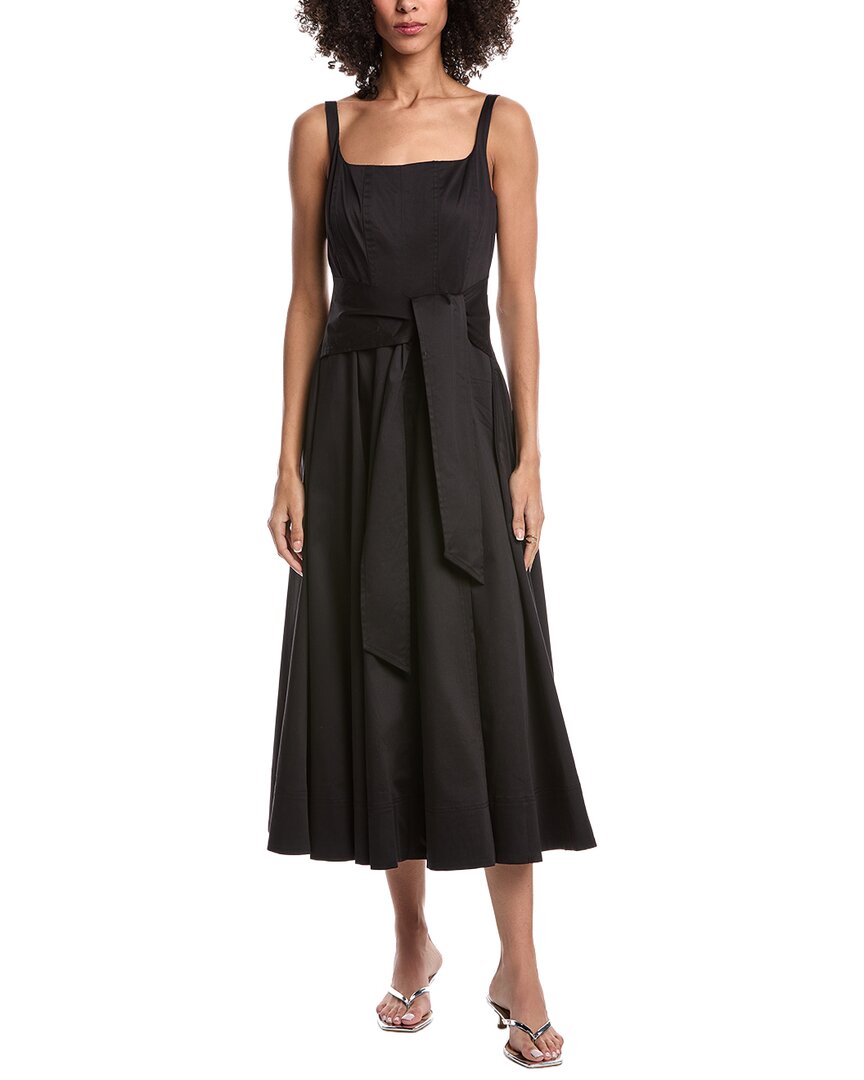 Toccin Cady Tie Front Corset Midi Dress