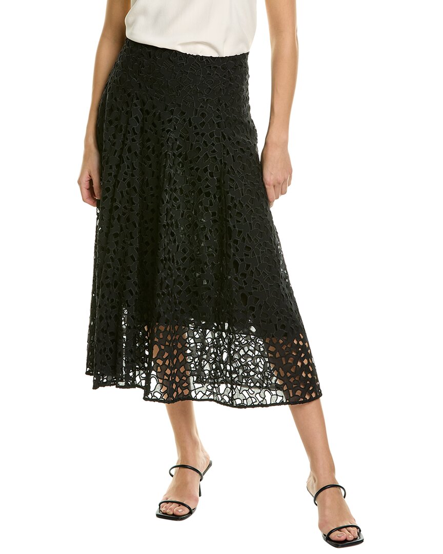 Vince Cutwork Lace Skirt In Black