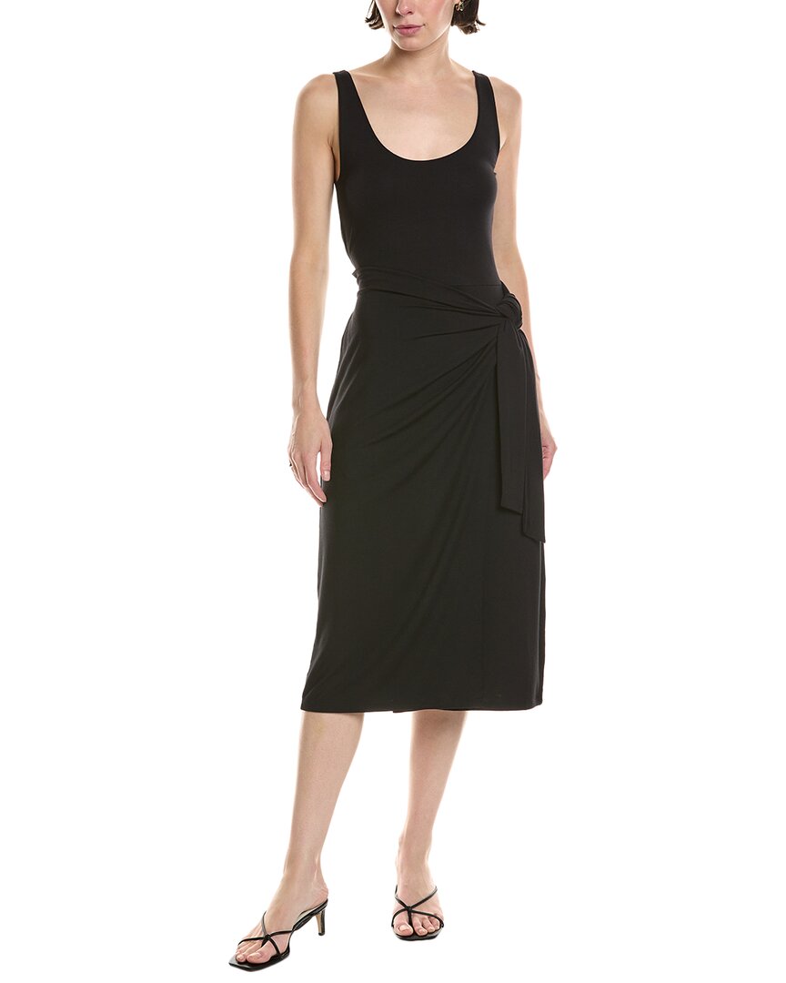 Vince Scoop Neck Tank Wrap Dress In Black