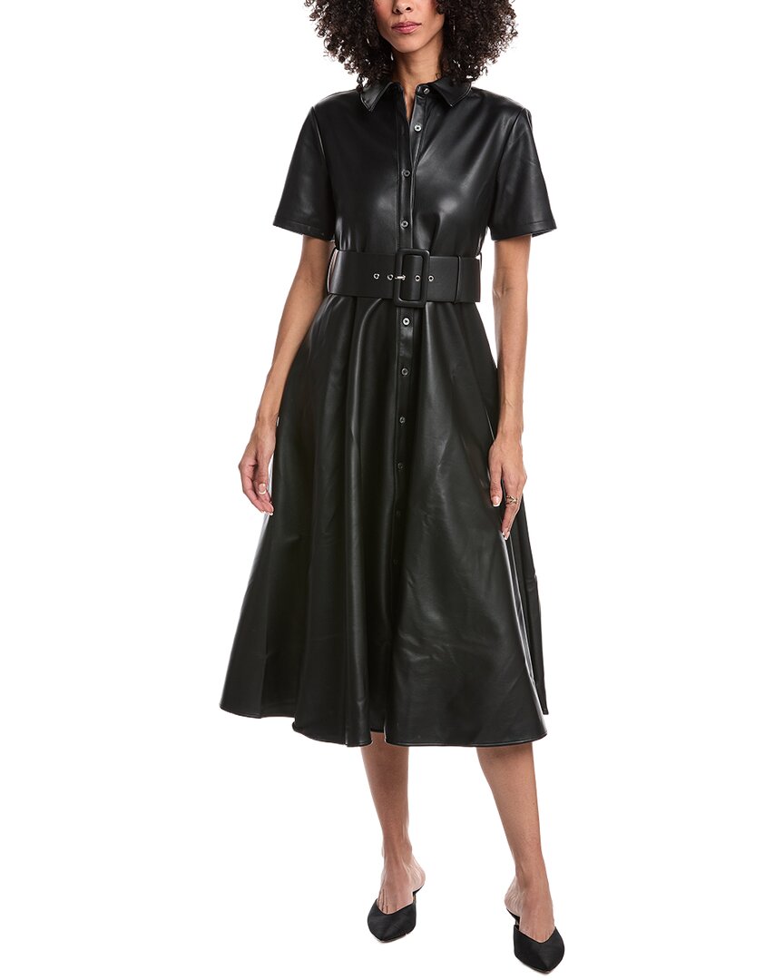 Jean Vegan Leather Midi Dress In Black Jean Vegan Leather Midi Dress In Black