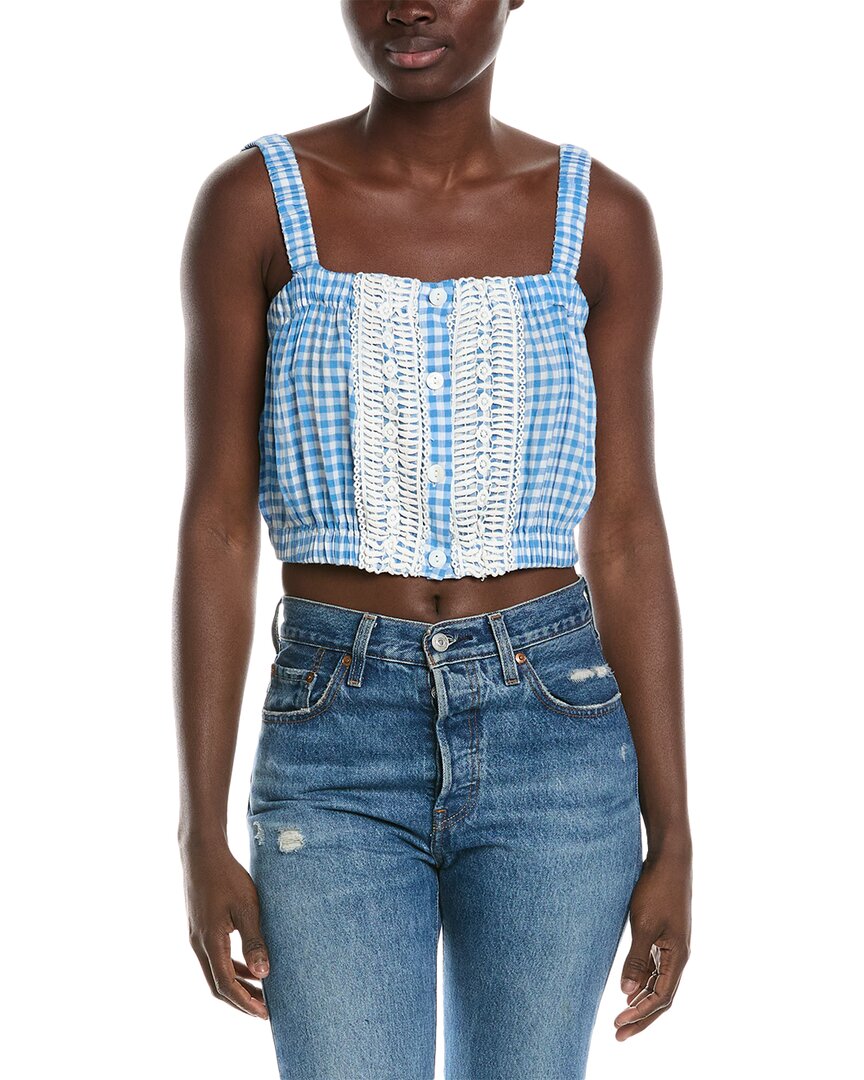 Roller Rabbit Gingham Miley Top In Blue