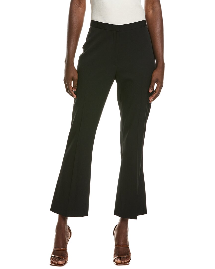 Shop Oscar De La Renta Skinny Flare Silk-lined Wool-blend Pant In Black