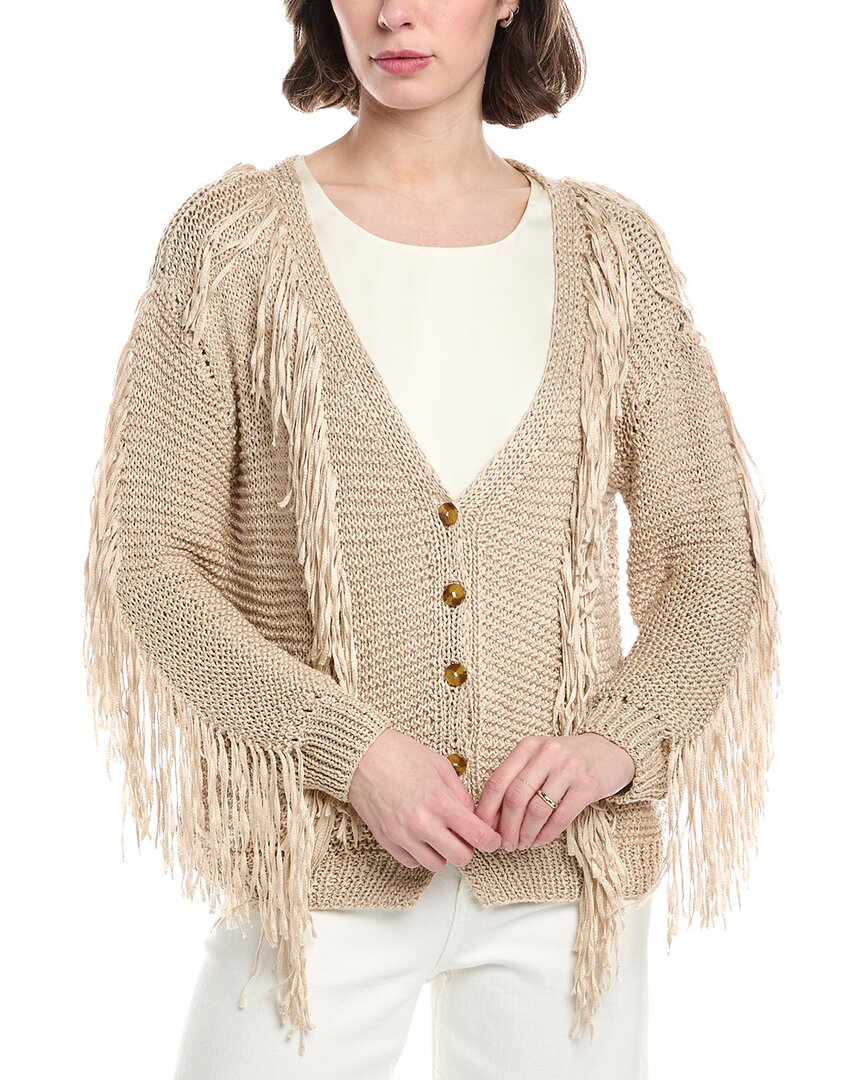 Farm Rio Sand Stripes Fringes Knit Cardigan