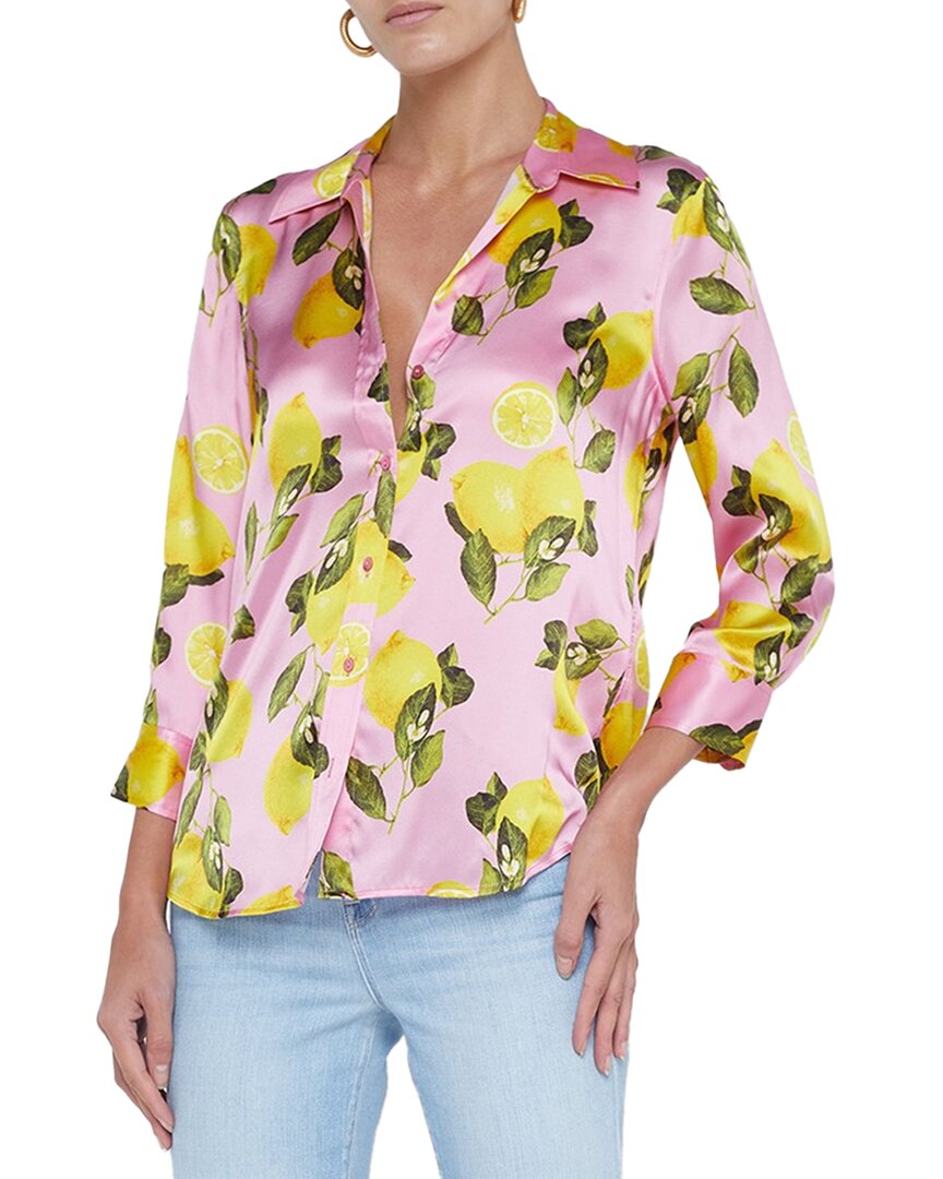 L'agence Dani 3/4 Sleeve Blouse In Cotton Candy Lemon