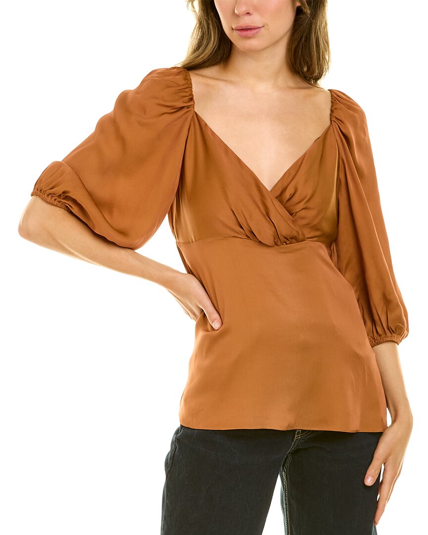 Shop Trina Turk Impressives Silk-blend Top In Brown