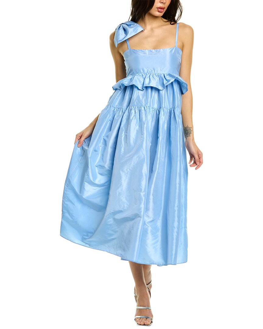 Cynthia Rowley Taffeta Silk Midi Dress In Blue