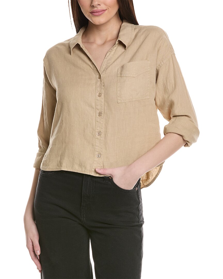 MICHAEL STARS MICHAEL STARS GRACIE CROP BUTTON-DOWN LINEN SHIRT