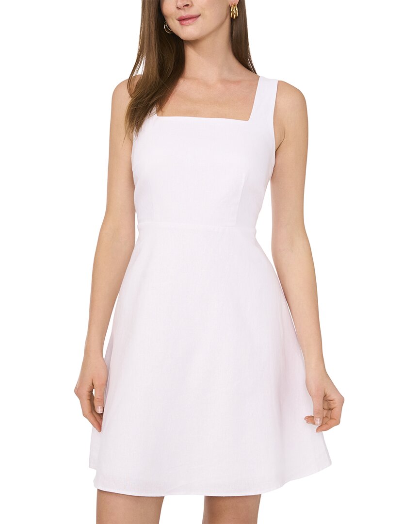 Vince Camuto Square Neck Linen-blend Midi Dress