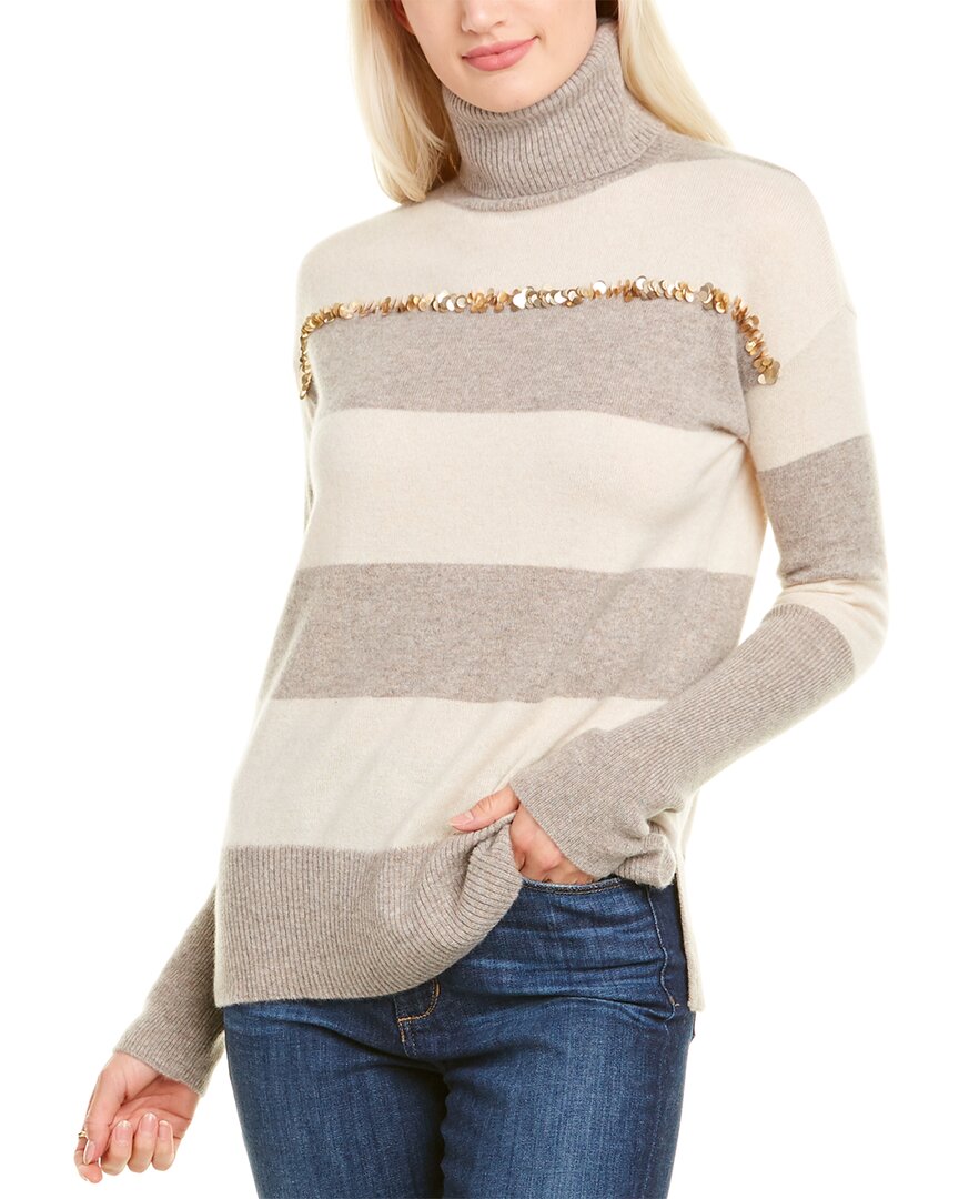 Image of sofiacashmere Sequin Turtleneck Cashmere Sweater