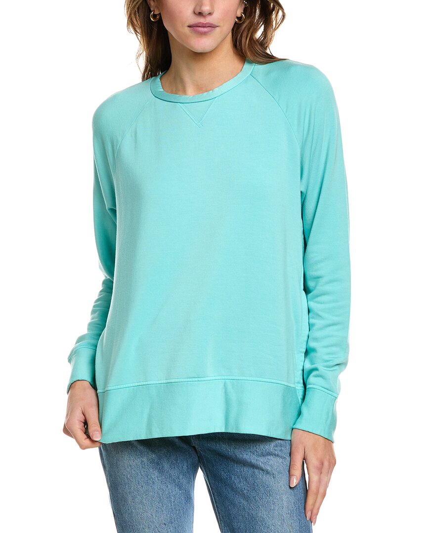 Shop Stateside Softest Fleece Raglan Side Slit Sweatshirt In Green