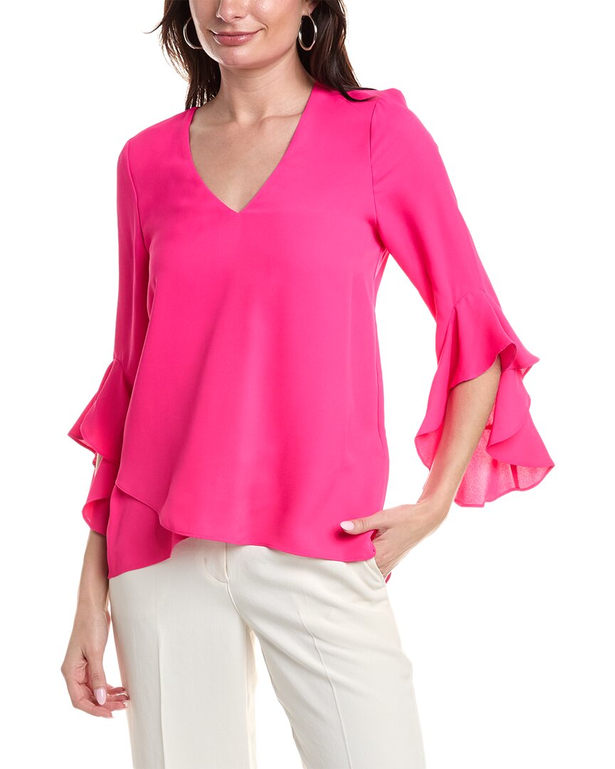 Vince Camuto Flutter Sleeve Tunic In Pink