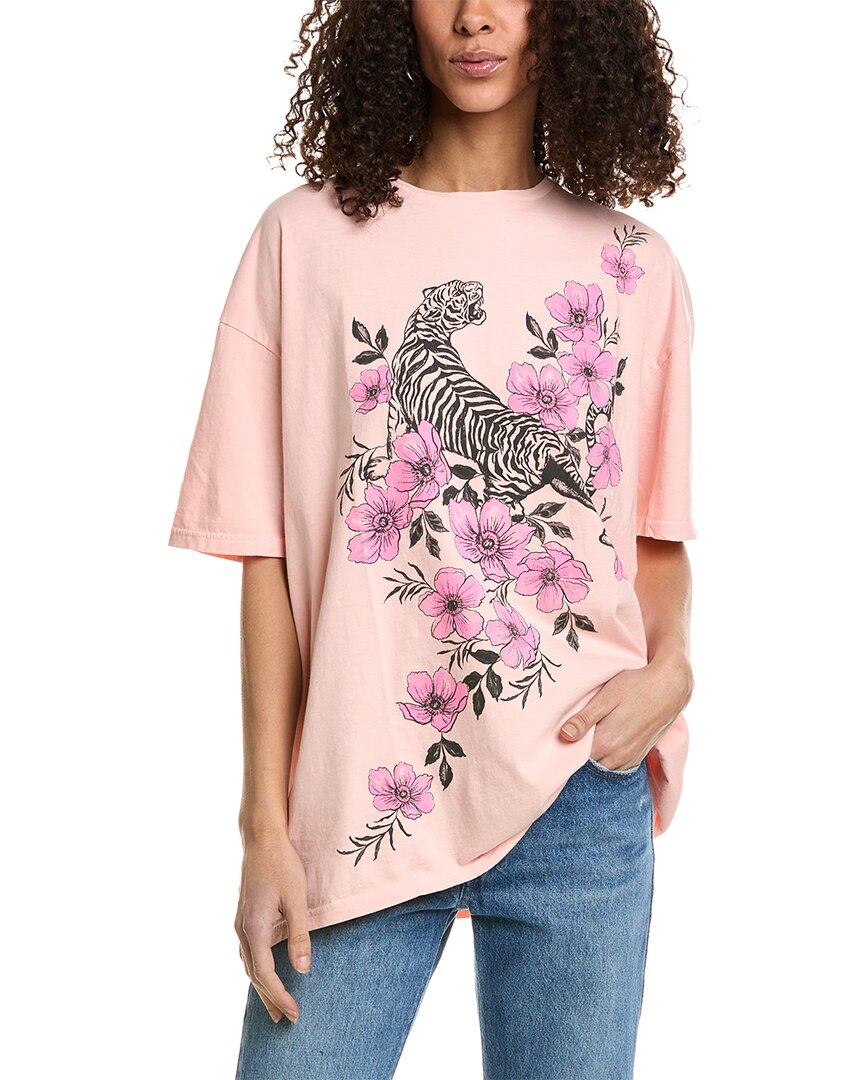 Shop Project Social T Tiger Fleur Oversized T-shirt In Pink