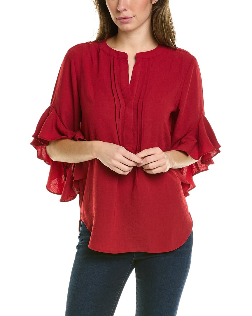 Vince Camuto Ruffle Sleeve Blouse In Dark Red