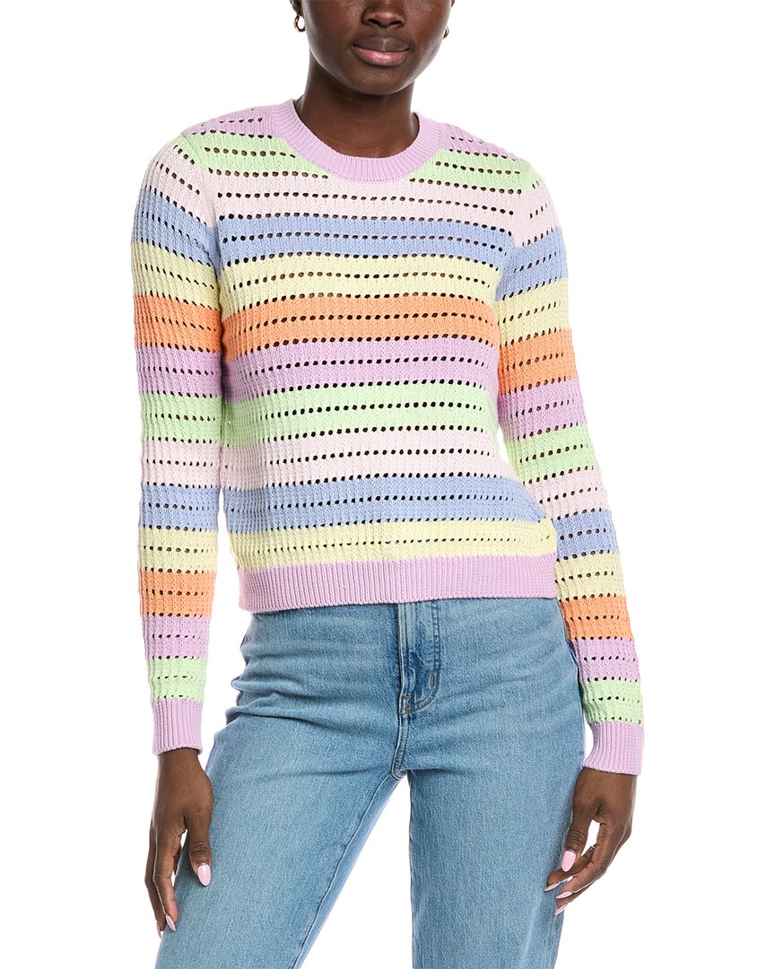 Autumn Cashmere Cotton By  Rainbow Pointelle Stripe Sweater In Multi