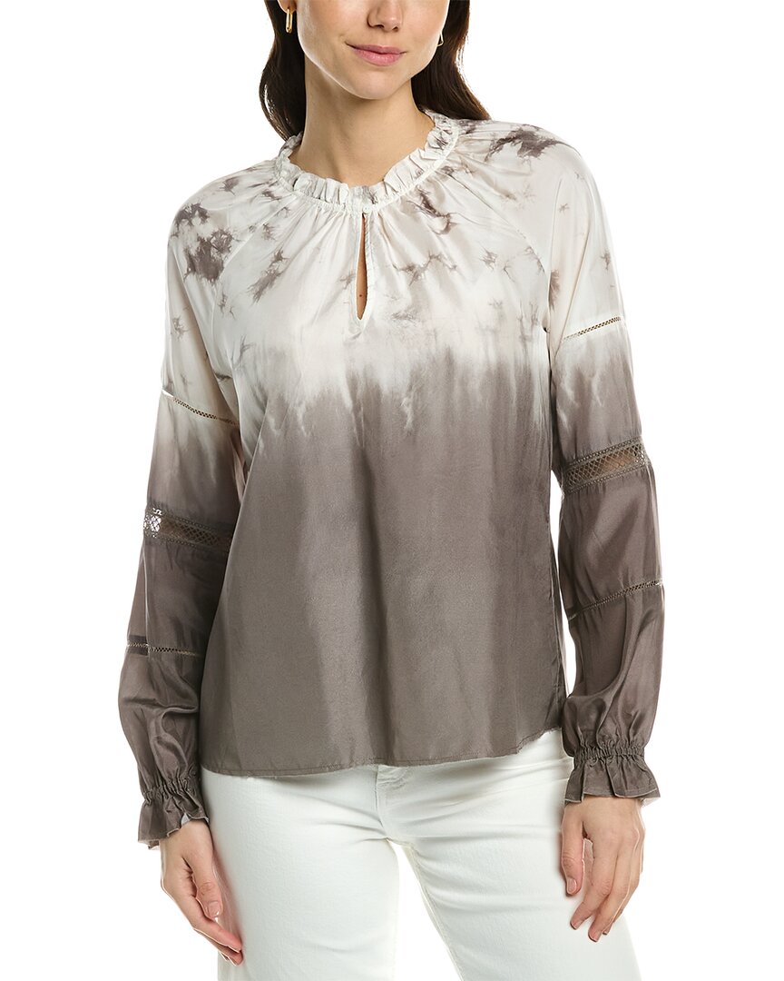 Go By Go>silk Go> By Gosilk Attention To Detail Silk Peasant Top In Brown