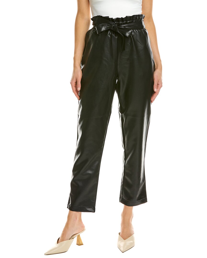 Bagatelle Pleated Belted Faux Leather Pants In Black