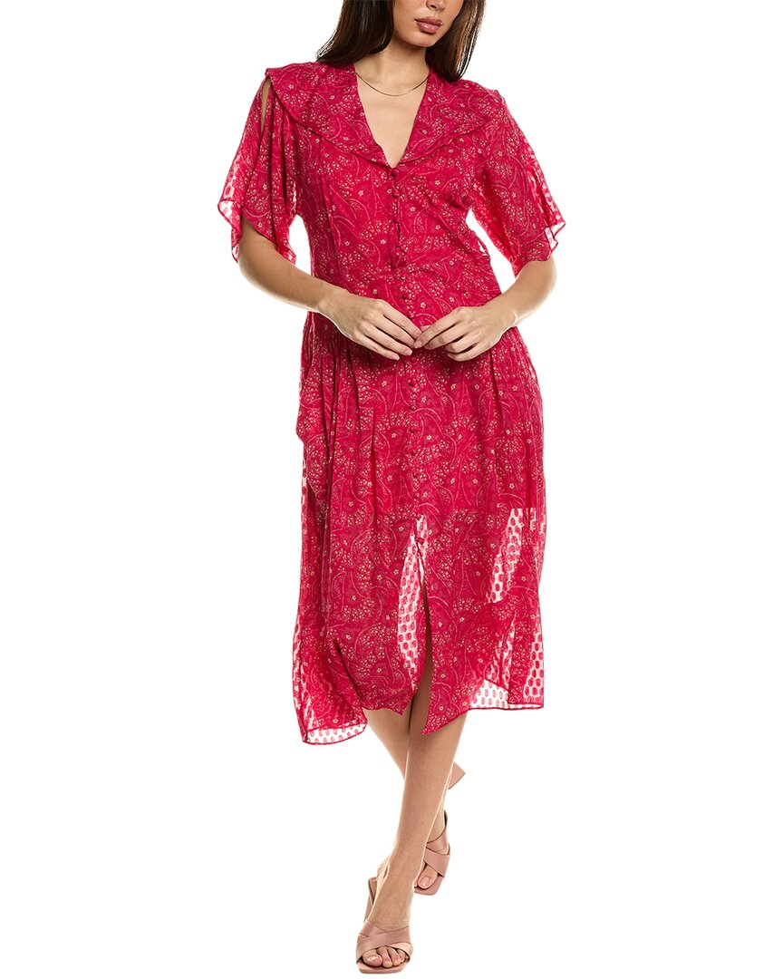 Shop Equipment Samia Silk Midi Dress In Red