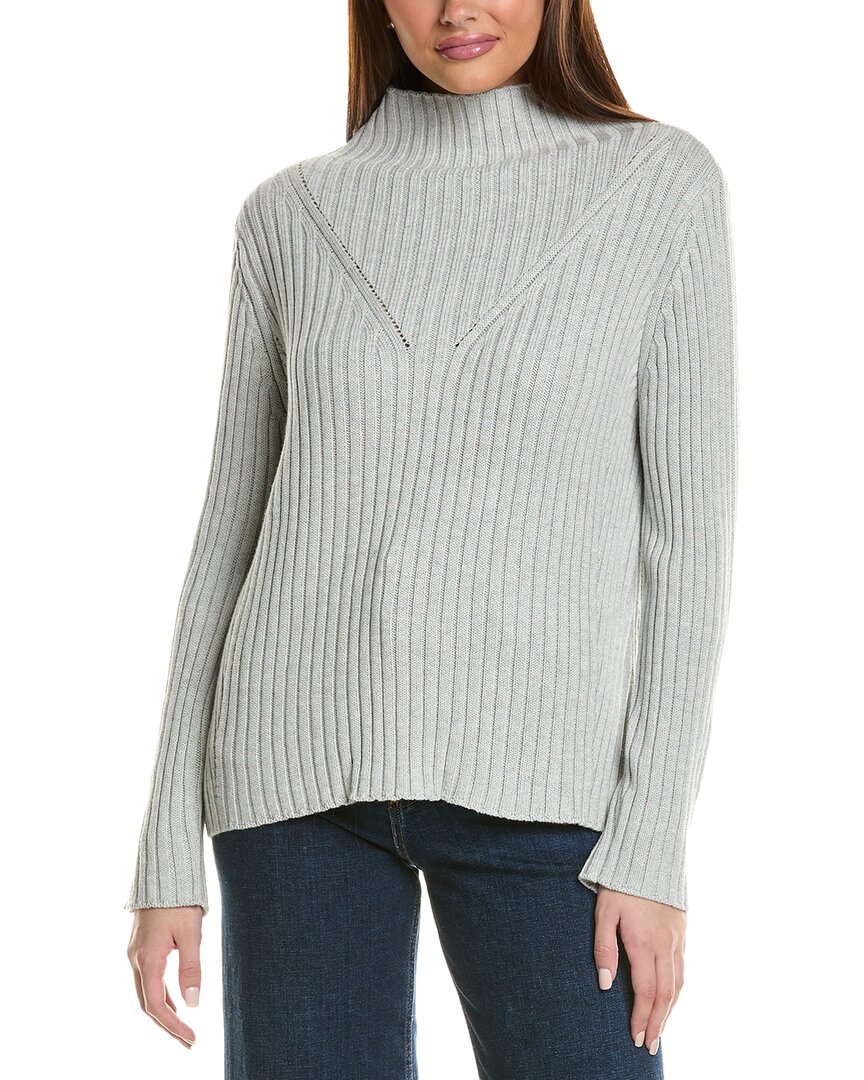 Hannah Rose Chunky Rib Funnel Neck Cashmere-blend Sweater In Grey