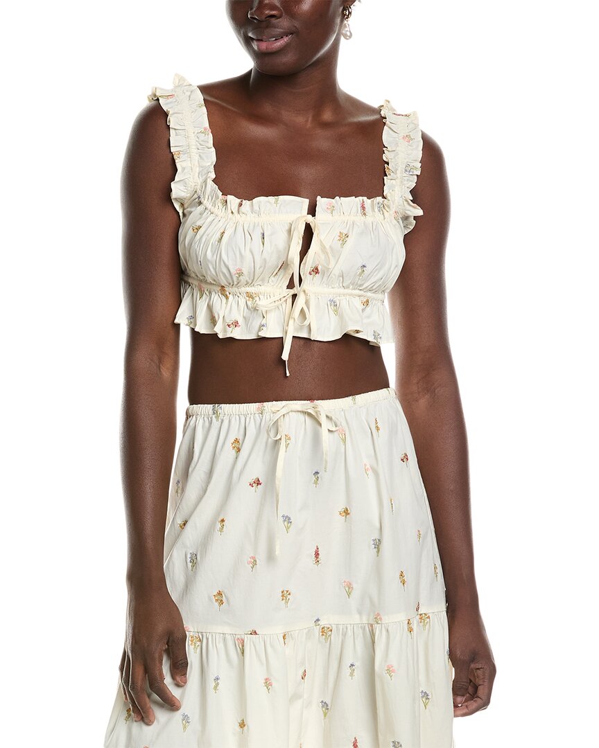 Weworewhat Double Tie Top In White