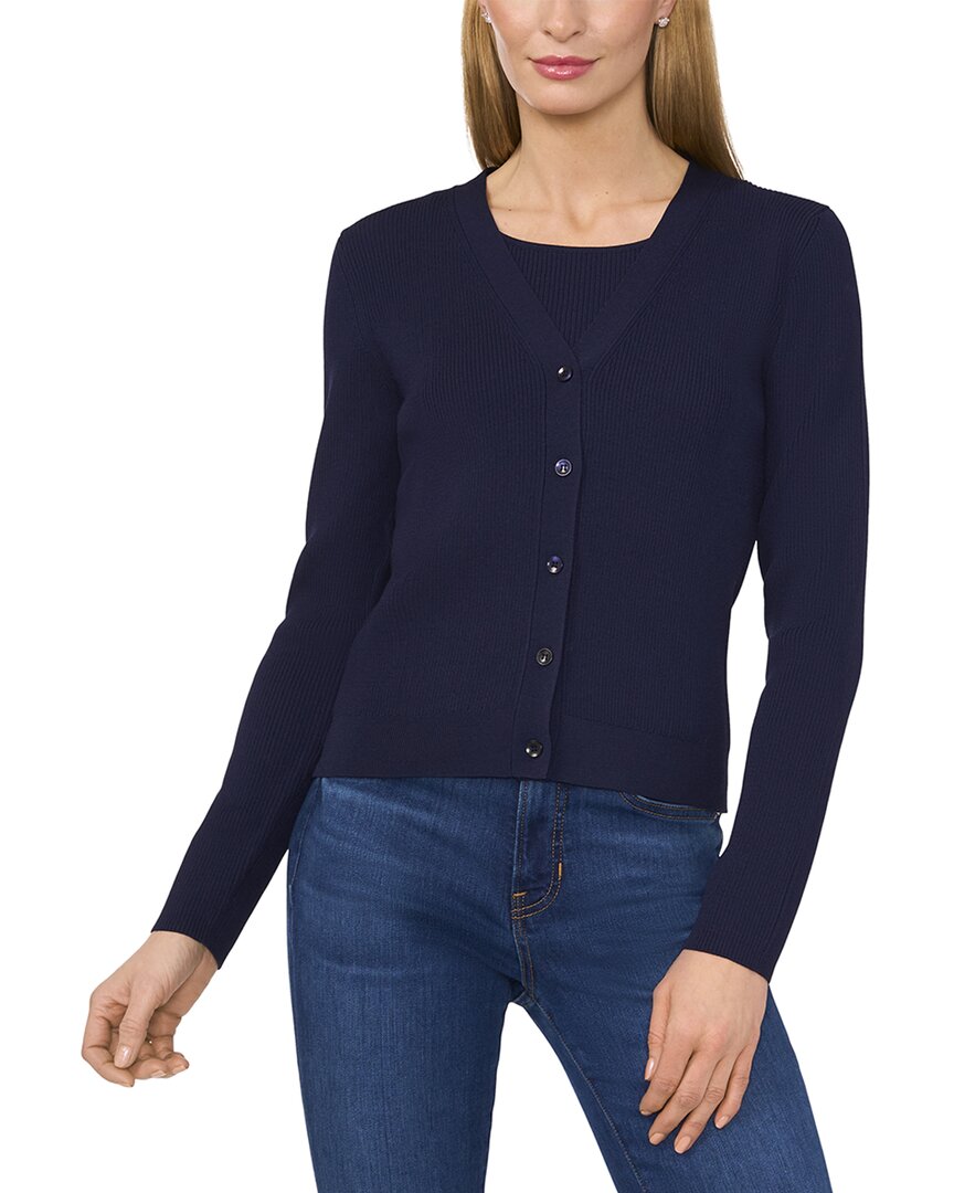 Ted Baker Rib V-neck Cardigan In Blue