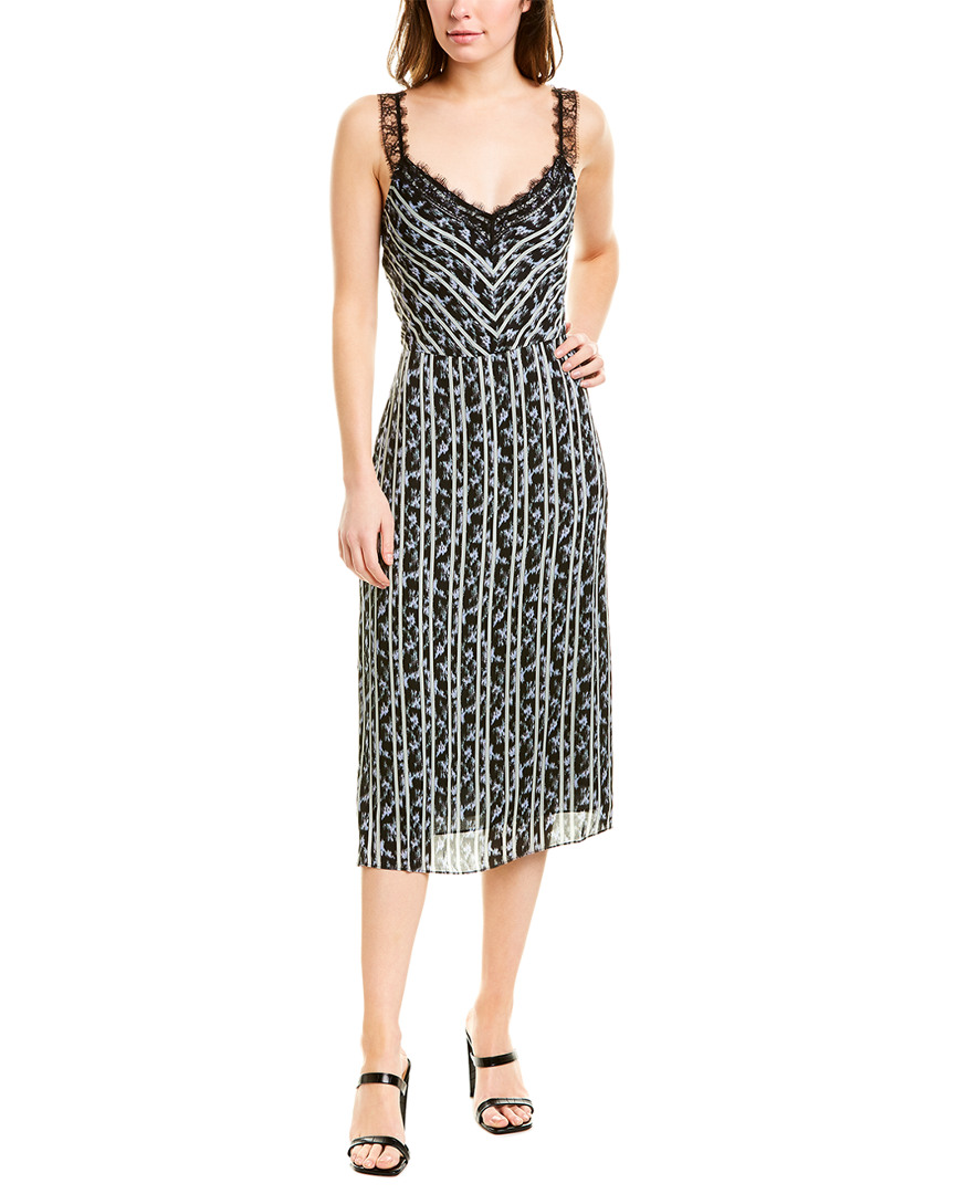 Image of Jason Wu Lace Shoulder Silk-Trim Midi Dress