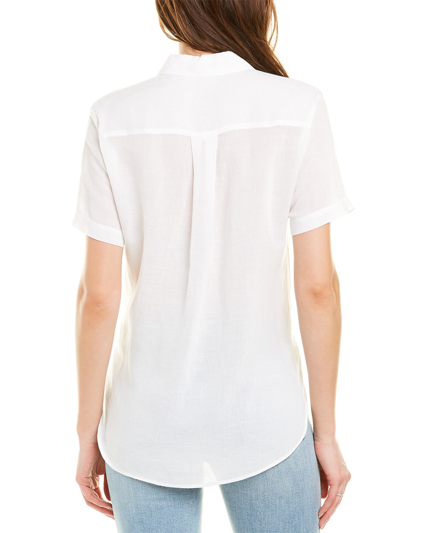 Theory Hekanina Linen-Blend Tie-Front Shirt Women's White P ...