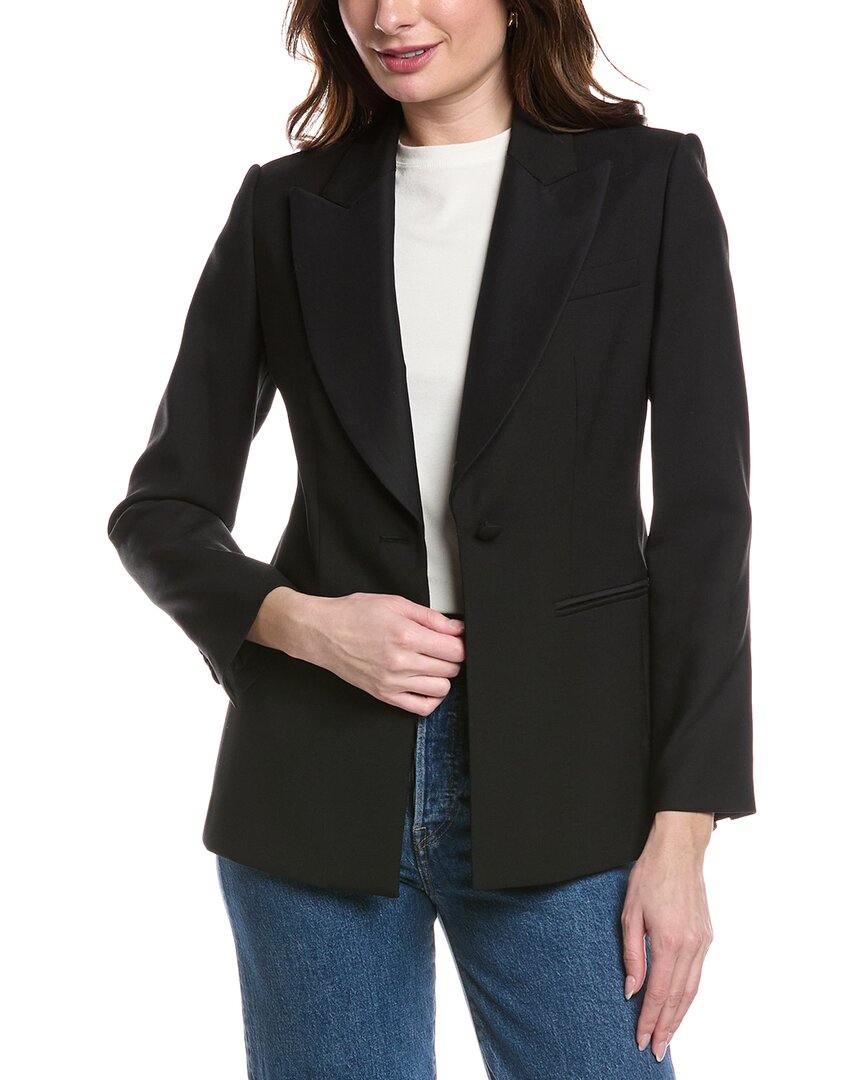 Rebecca Taylor Cavalry Twill Wool & Silk-blend Blazer In Black
