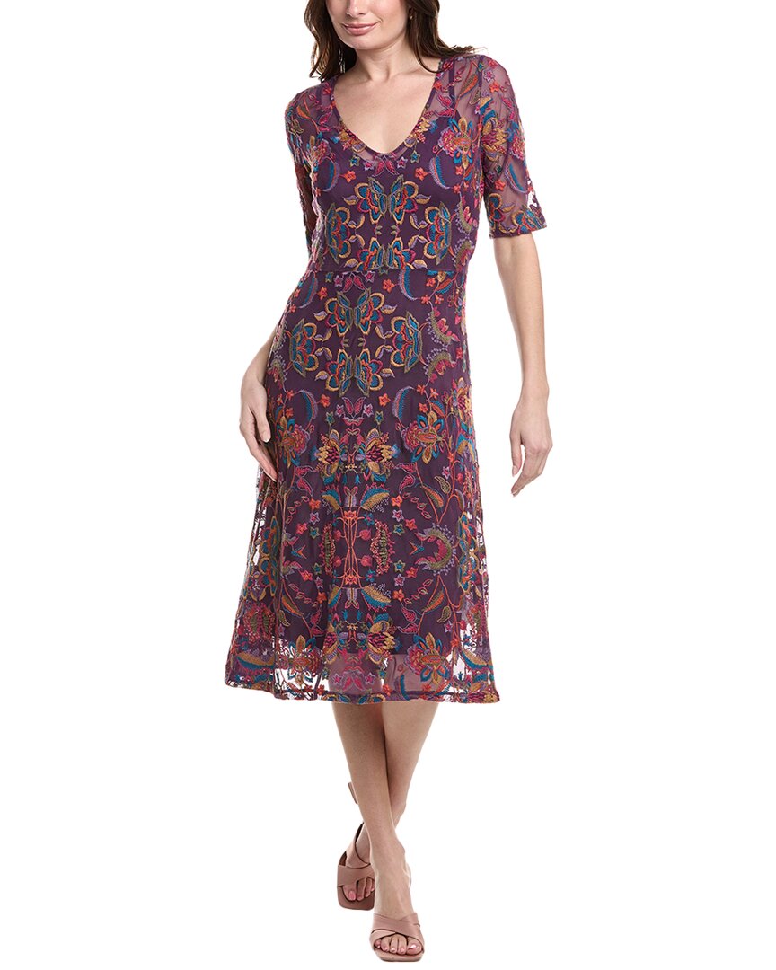 Johnny Was Sayler Mesh Midi Dress In Ethel In Purple