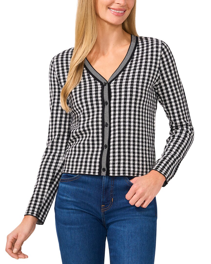 Shop Cece Gingham Print V Neck Cardigan