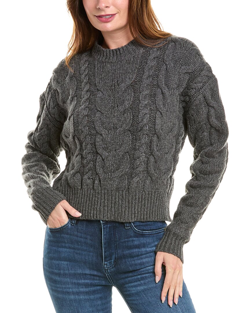 Frame Denim Cable Wool Sweater In Grey