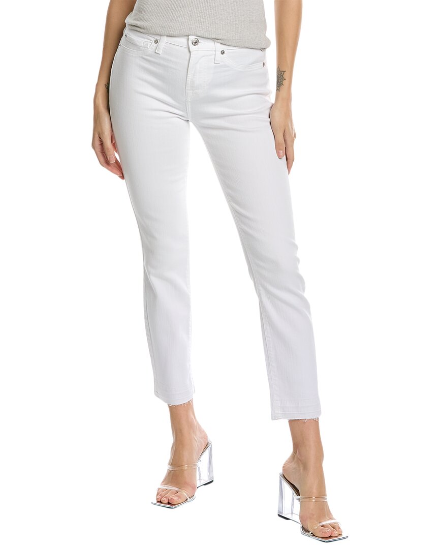 7 For All Mankind Roxanne Mid-rise Frayed Stretch Cigarette Jeans In White