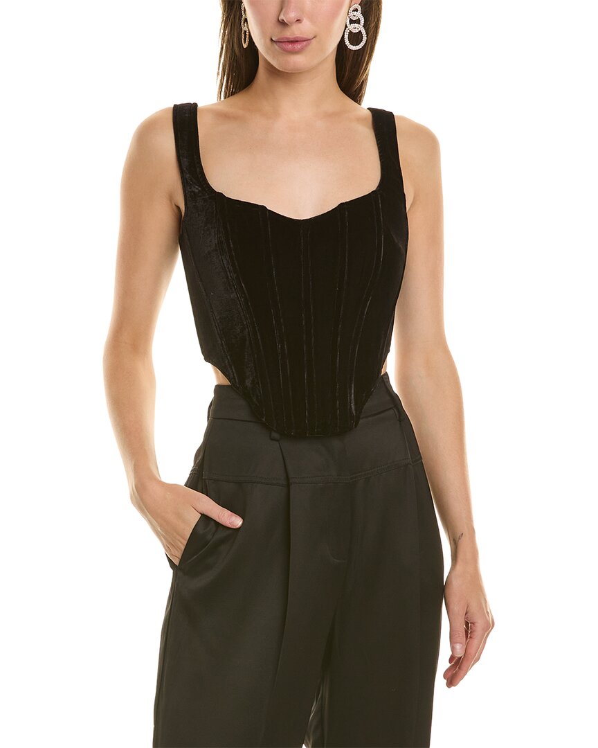 Shop Bardot Fitted Velour Corset Bustier Top In Black