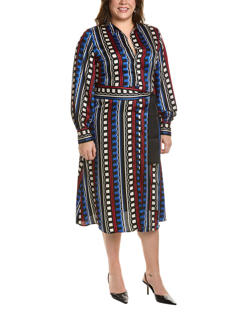 Marella Plus Tie Waist Shirtdress In Blue