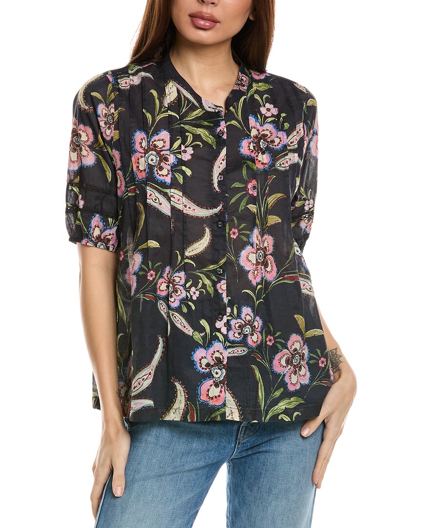 Johnny Was Libbi Pleated Button-down Blouse