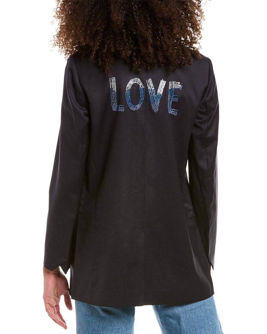 Zadig & Voltaire Viva Love Strass Wool Blazer In Blue