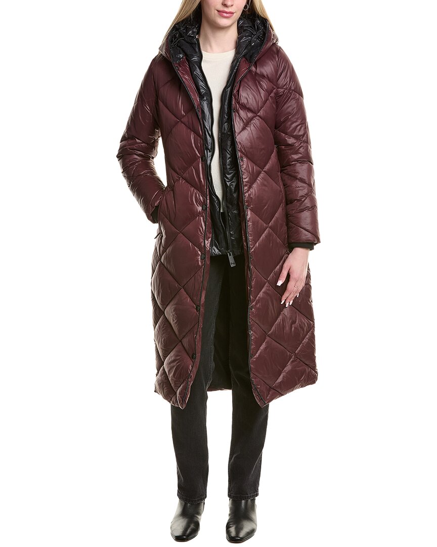 Noize Amiyah Puffer Short Coat In Burgundy