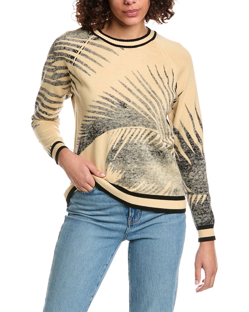 Minnie Rose Reverse Palm Print Cashmere-blend Sweater In Yellow