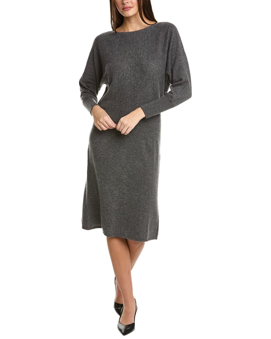 Shop Sofiacashmere Off-the-shoulder Cashmere Dress In Grey
