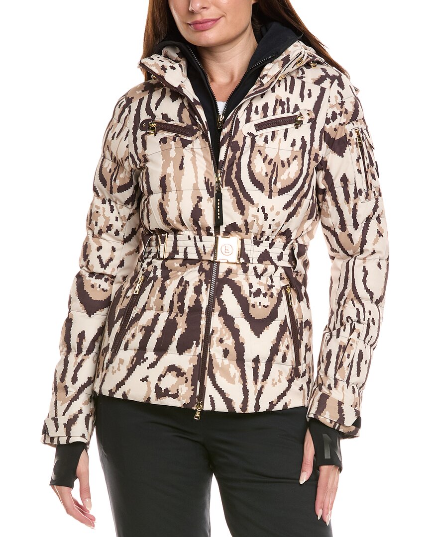 Bogner Ellya Leopard-print Belted Ski Jacket In Brown