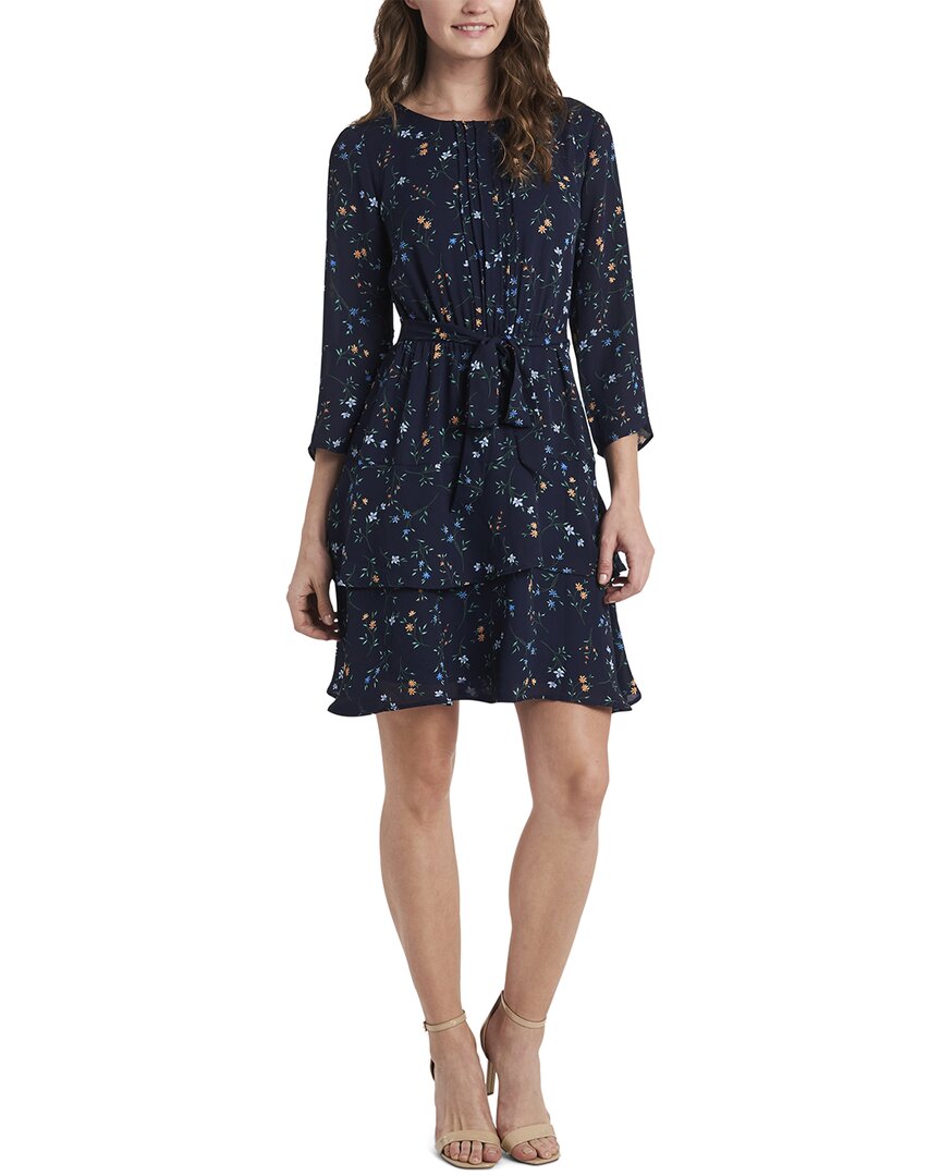 Cece 3/4 Sleeve Floral Printed Ruffle Dress
