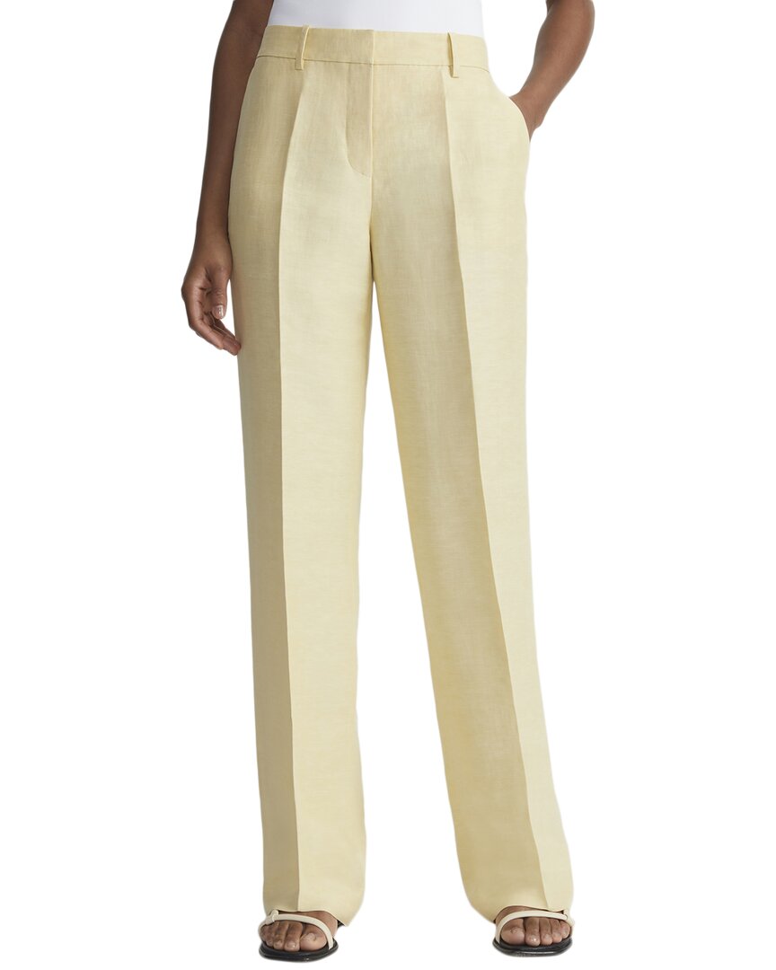Lafayette 148 Gates Full Leg Linen-blend Pant In Yellow